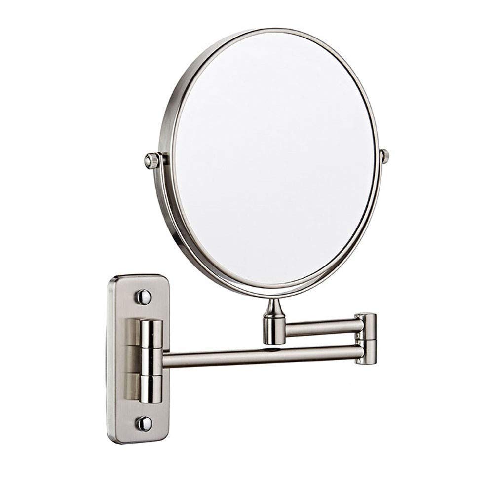 Miroir de courtoisie double face en métal chromé de 8 pouces avec verre de haute précision