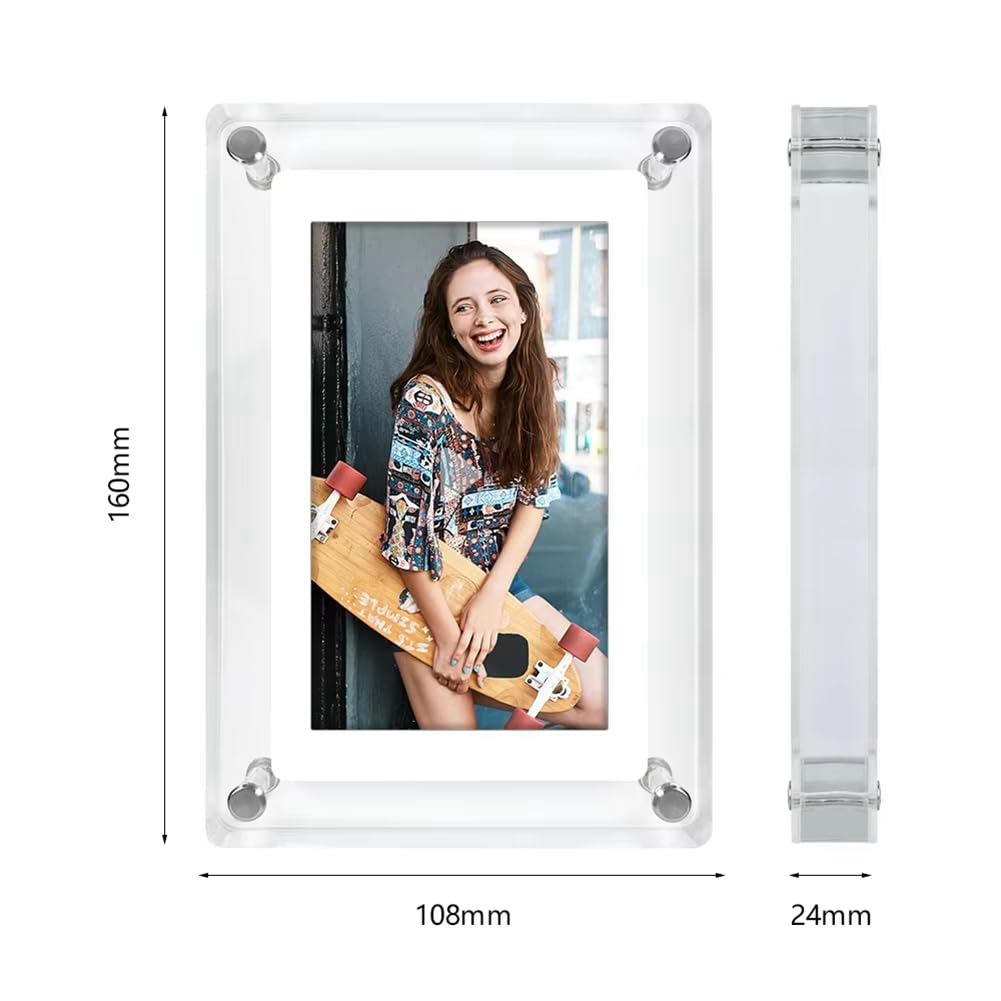 Osmond Cornice Digitale per Foto da 5 Pollici con Display Verticale, Schermo IPS, Batteria di Memoria da 4G e 1200 mAh, Cornice Digitale Portatile Retrato