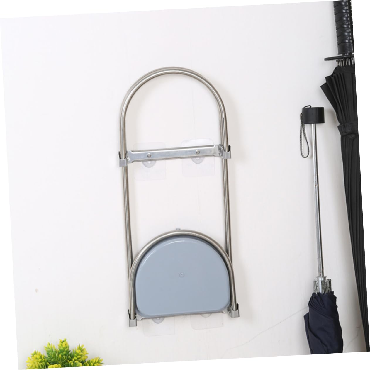 PartyKindom Portaombrelli Pieghevole in Acciaio Resistenti Da Parete Per Casa Argento Azzurro Supporto Portaombrelli Portaoggetti Per Interni Utilizzo Versatile