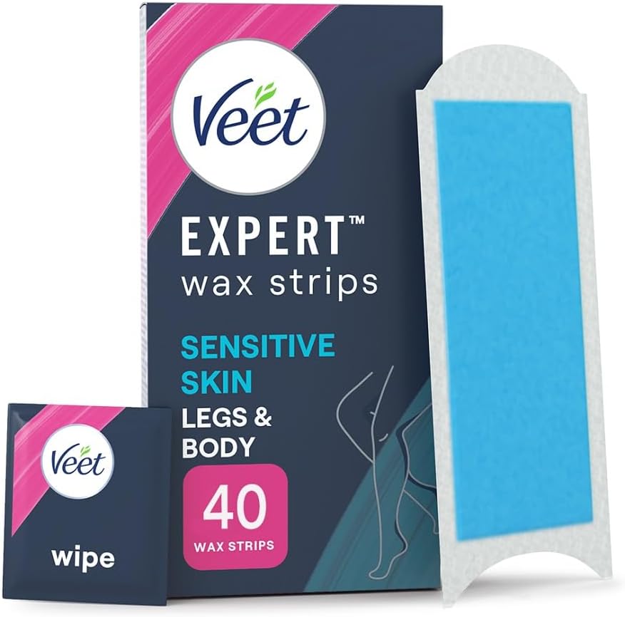 Expert Cold Wax Strips, 40 Count + 4 Finish Wipes, Hair Removal Kit For Smooth Legs, Gentle Solution For Delicate Skin, Easy And Effective Use