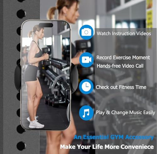 Image of Gym Magnetic Phone Holder | Magnet Phone Mount with 360Rotation | Compatible with iPhone Android 4-7 inch Phones | Gym Accessories for Men Women- Black