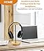 Bliocefo Headphone Stand Nature Wood & Aluminum Headset Hanger Mount Hook Gaming Holder Desktop Earphone Artful Functional Craftmanship Stand for All Headsets with Solid Wooden Base