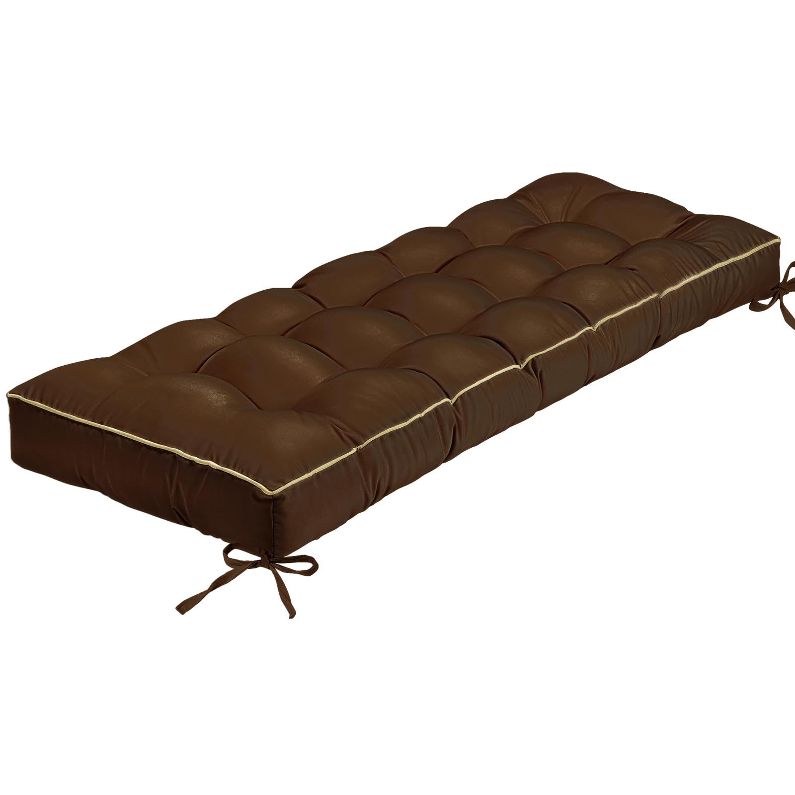 TaiBest Outdoor Bench Cushion, Tufted Patio Seat Pad for Garden Bench, Porch Swing, Indoor/Outoor Furniture (Brown, 122X46X10cm)
