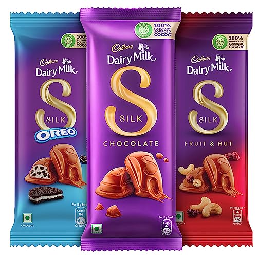 Image of Cadbury Dairy Milk Silk Chocolate Bars Combo (2 x Silk Plain 60 g, 2 x Silk Oreo 60 g and 2 x Silk Fruit and Nut 55 Grams)