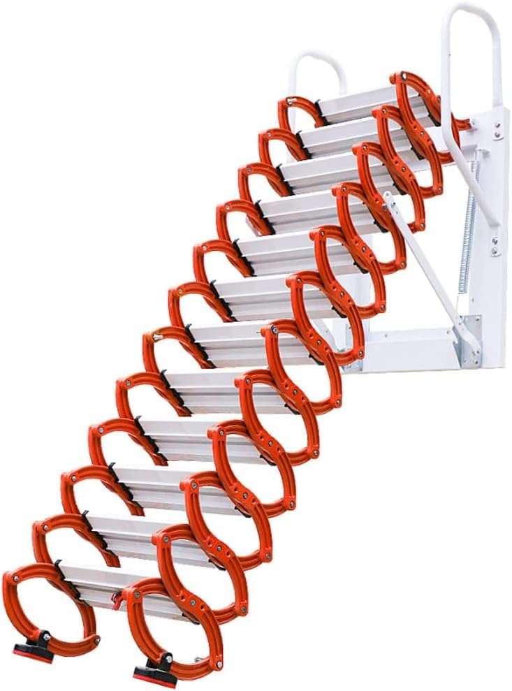 Telescoping Extension Ladder, Wide Pedal Wall-Mounted Lifting Ladder Fire Escape Ladder Roof Ladder Step Ladder Exclusive Attic Ladder W/Ladder Hook High Load-Bearing