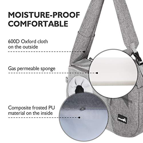pecute Pet Sling Carrier for Small Doggie Cat Hand Free Sling Carrying Bag-Dog Papoose Carrier with Adjustable Padded Shoulder Strap, Safety Belt, Multi Pockets - Great for Outdoor Travel Walk Subway - Image 4