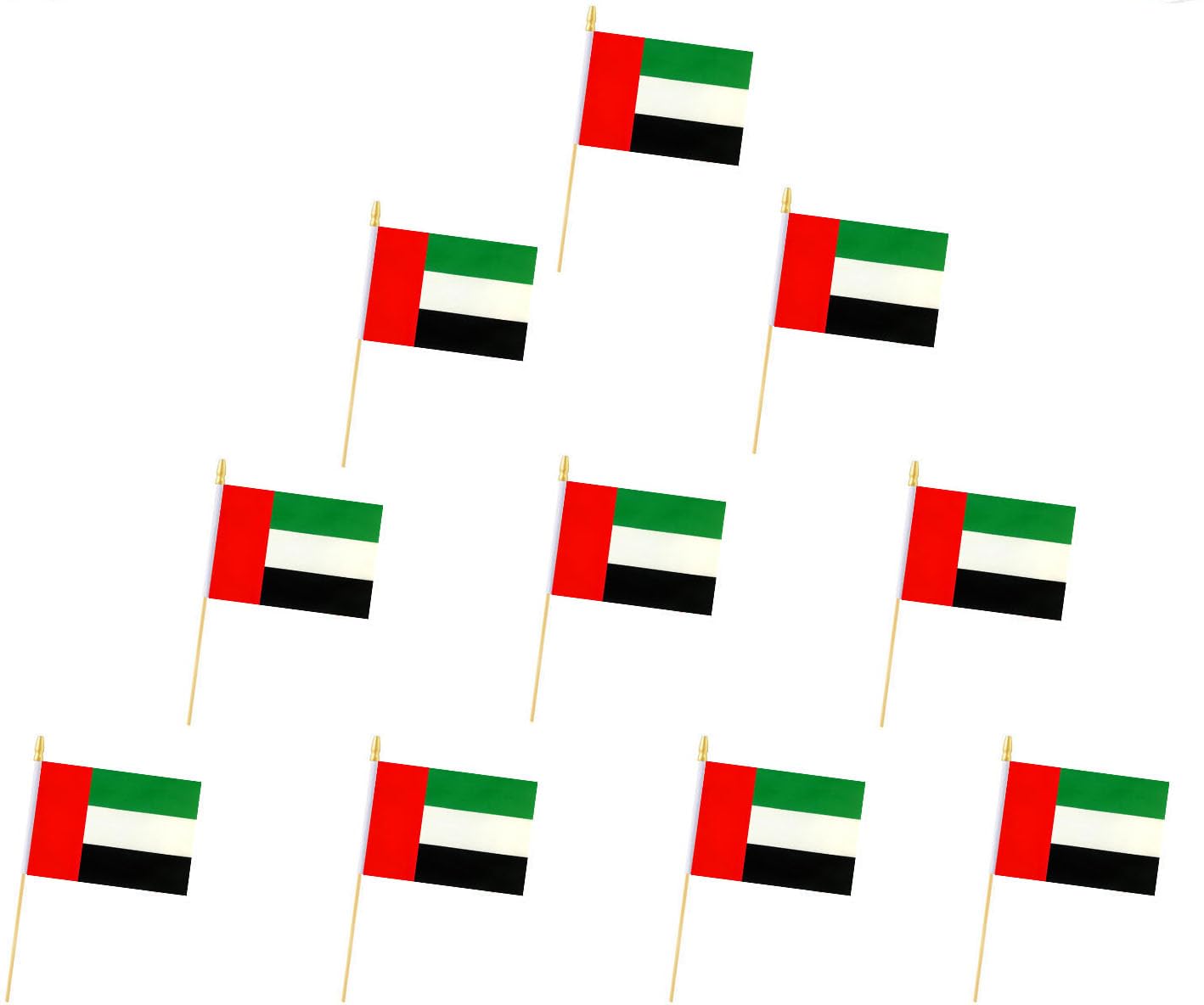 10 Pack Arab Emirates Flags - Handheld Flag- Desktop Flag-5x8 In, Arab Emirates Mini Flag,Safety Ball Top. Suitable For Party Decorations, Store Displays, Bar Decorations And National Day Parades