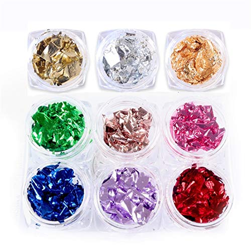 LYDBM Gold Silber rot Bunte Nail artfolie Papier unregelmäßige Aluminium Nagel Aufkleber maniküre Glitter Gel polnische… – Bild 6