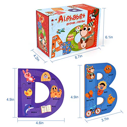 SYNARRY Wooden Alphabet Jigsaw Puzzles for 3 4 5 Year Olds - Image 2