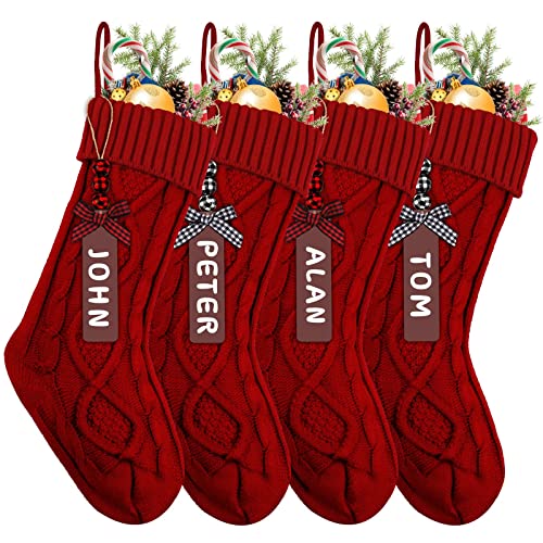XIMISHOP 4PCS Christmas Stockings with Name Tags,...