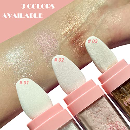 Body Glitter, Shimmer Face And Body Highlighter Powder With Sponge Head, High Gloss Fairy Glitter Sparkle Powder,Brightens Makeup Stick For Face Body Hair Cosmetic #TOP2