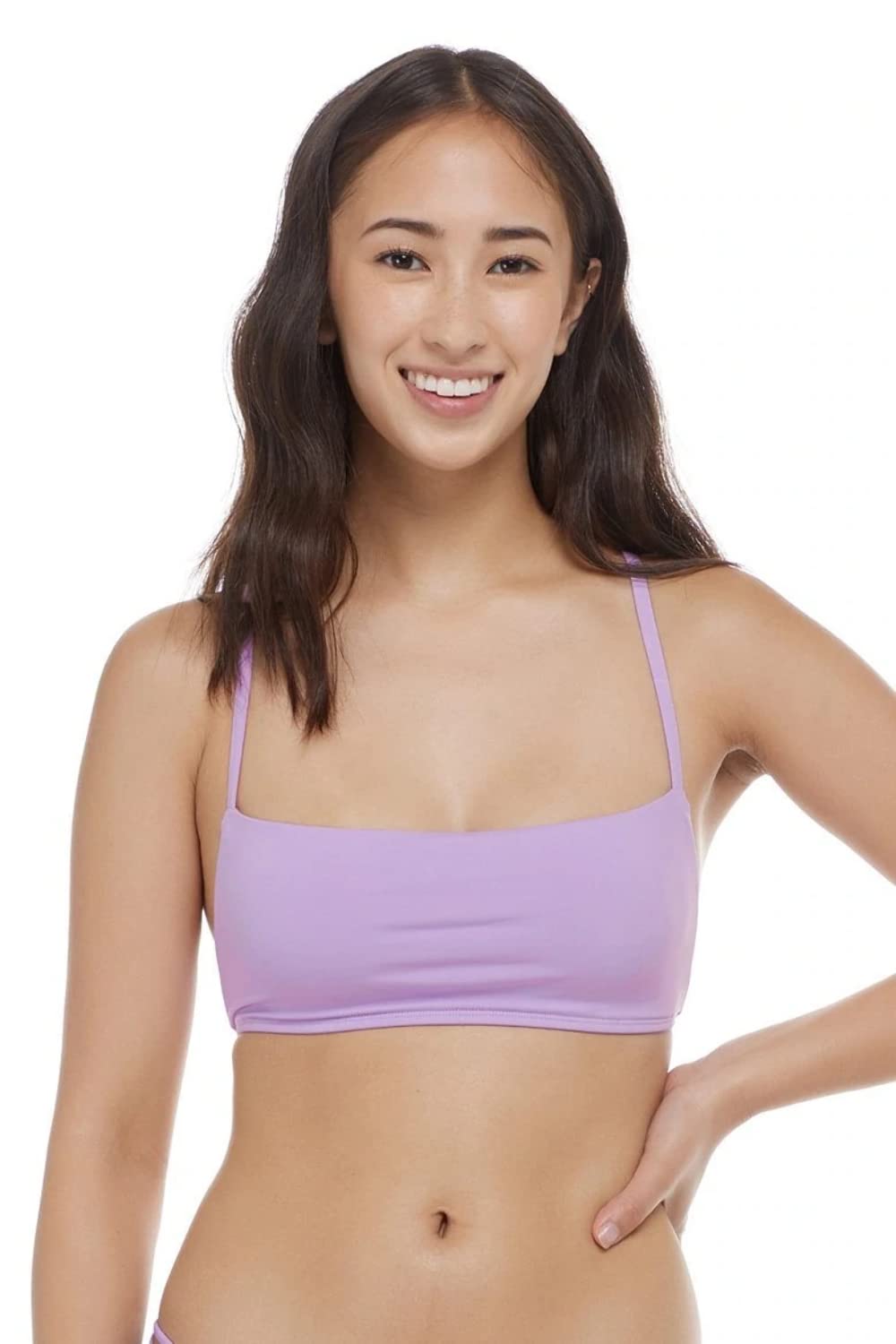 EIDON womens Rose Bandeau Style Bikini Top Swimsuit With Back Adjustability Bikini Top