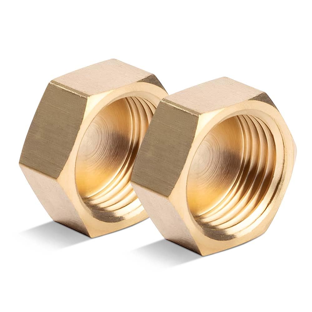 CONCEPT4U® Pack of 2 Compression Fitting 3/4" 22mm Brass BSP Blank Nut Cap Washing Machine Dishwasher Pipe Plumbing Heating Cooling Compressed Air Gas Appliances Female Radiator Valve