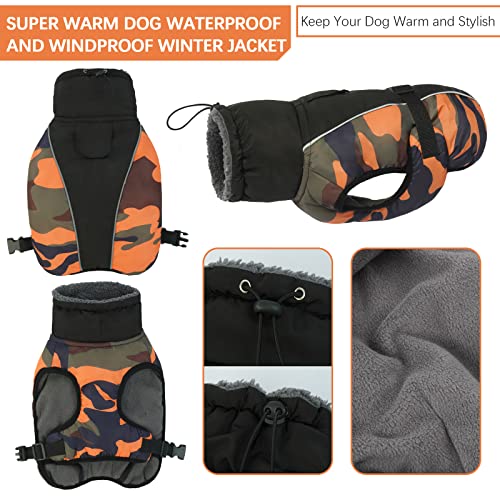 Wasserdichter Hundemantel Winter Warme Hundejacke, Hundebekleidung Outfit für kleine mittel große Hunde, Hundepullover mit Sicheren Reflexstreifen für Labrador Chihuahua Französische Bulldogge