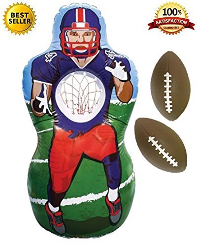 Star Active Sports Premium Inflatable Football Target Set - Inflates to 5 Feet Tall! - 2X Mini Footballs Included! - Bonus Flag Football eBook!