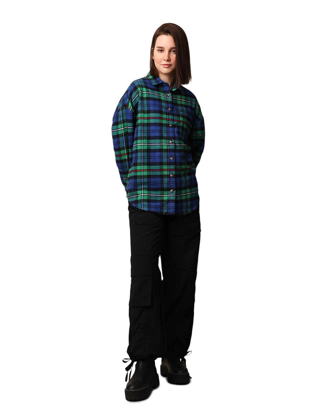 only Women's Cotton Checkered Oversized Fit Shirt-picture-44