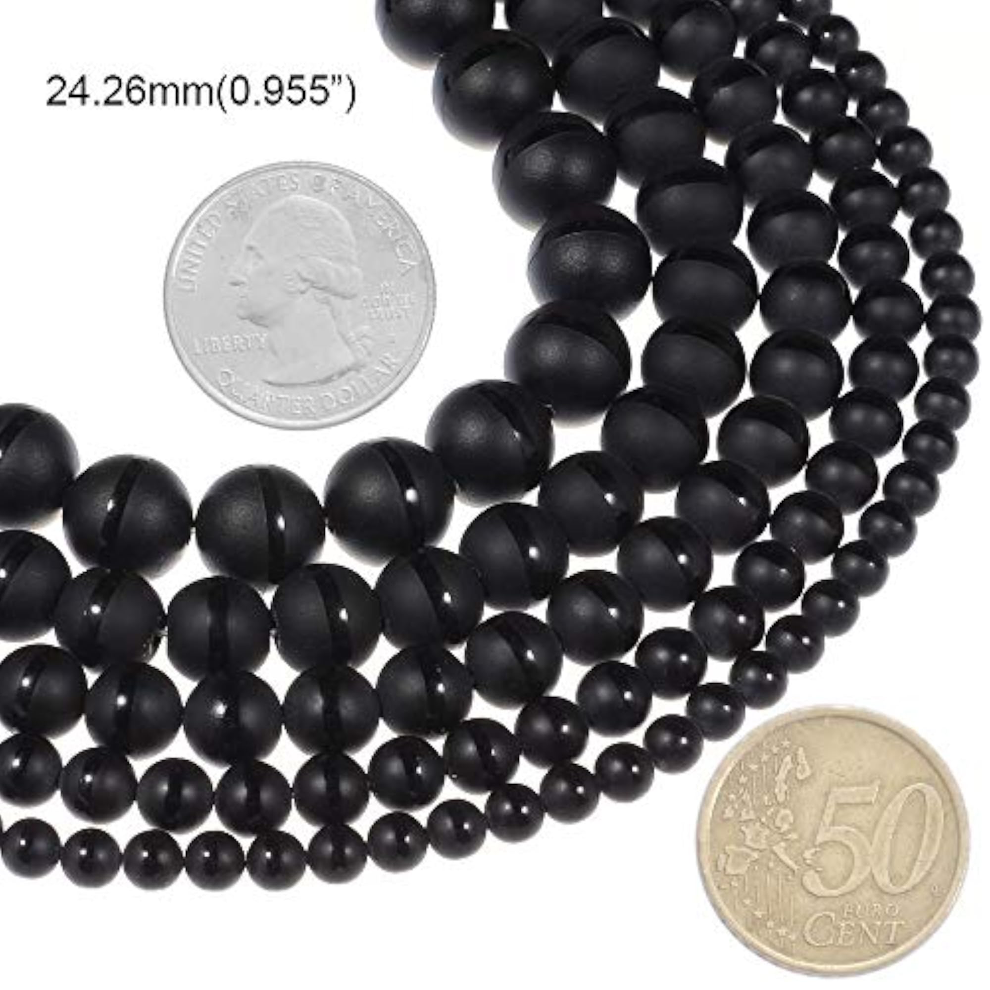Natural Stone Beads Round Black Matte Onyx for DIY Jewellery