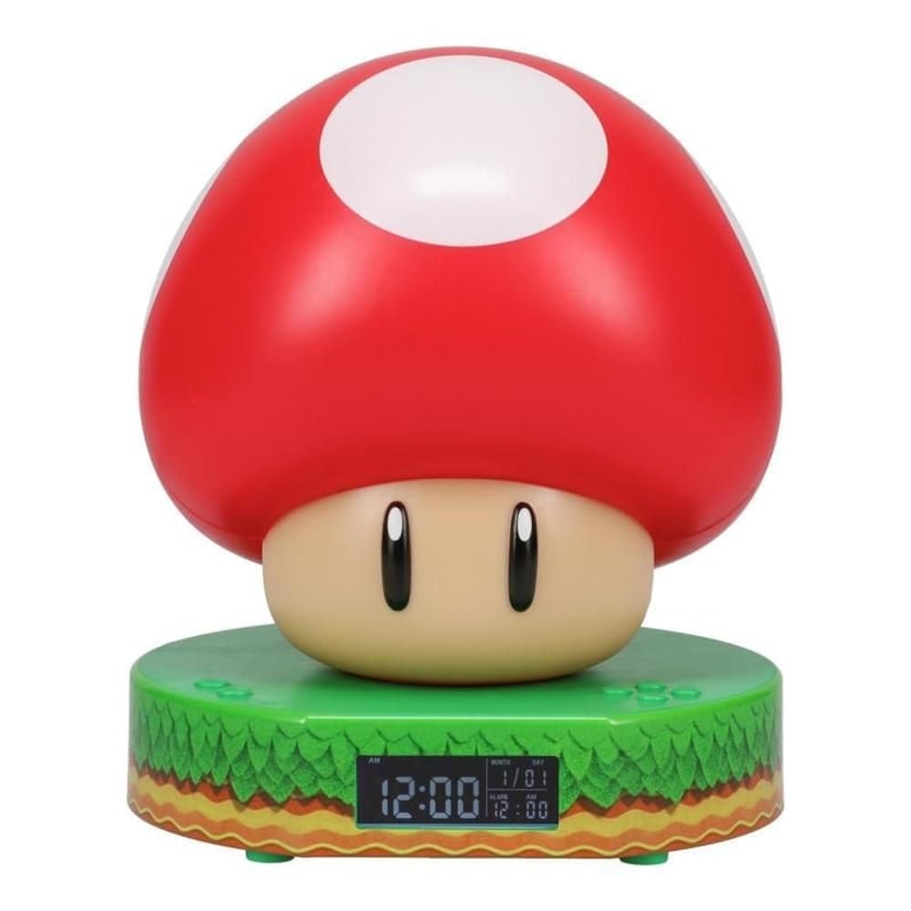 Super Mario Mushroom Light Up Digital Alarm Clock Multi