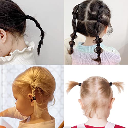 ZCOINS 100 Stück Pack Schwarz Mini Kleine Haargummis, Dünne elastische Haarbänder für feine Strähnen, Zöpfe & Kinderfrisuren, Unsichtbare Haargummis für Mädchen & Kleinkinder
