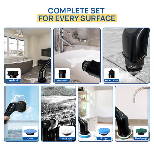 Image of 2025 Upgraded Electric Spin Scrubber - Shower Scrubber with Long Handle, Cordless Electric Cleaning Brush, 400 RPM Dual-Speed, IPX5 Waterproof, 90-Min Runtime, 8 Brush Heads for Powerful Cleaning