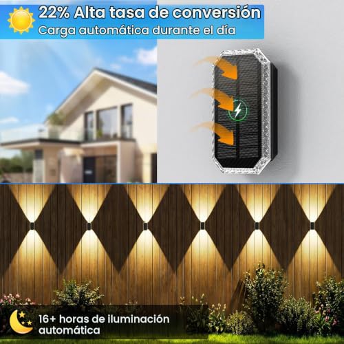 Luces solares exterior sin cables para paredes oscuras pack de 2 focos impermeables IP65 duraderos 5