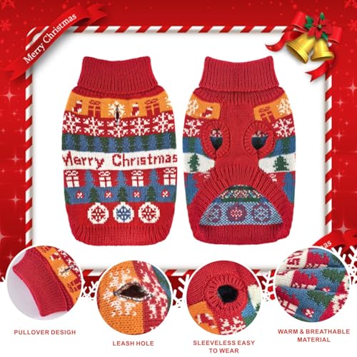 Dolahovy Hund Pullover Schneeflocke Pullover Welpen Mantel Hunde Stricken Weihnachten Winter Kleidung Outfit Xmas Hund Pullover Fleece Hund Anzug für kleine mittlere Hunde Katzen Chihuahua Red XXL