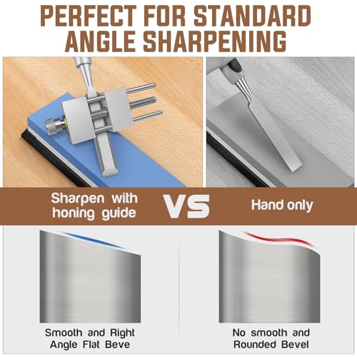 WEWEAL Chisel Sharpening Jig Kit, Precise Honing Guide System with Adjustable Angle Fixture and Angle Gauge, All Metal Sharpening Fine Tools for Woodworking Chisels and Planes (5/32" to 3") - Image 2