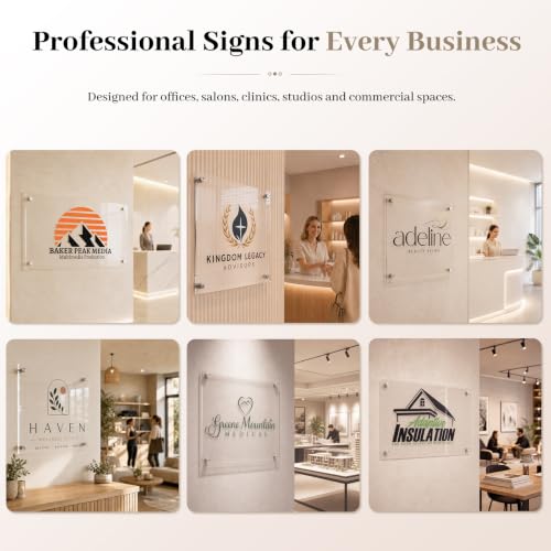 Image of Custom Acrylic Business Sign Personalized Office Logo Wall Sign Storefront | Professional Branding, Business Identity, Reception, Salon, Office, Lobby, Premium Finish, UV Resistant, Easy Installation