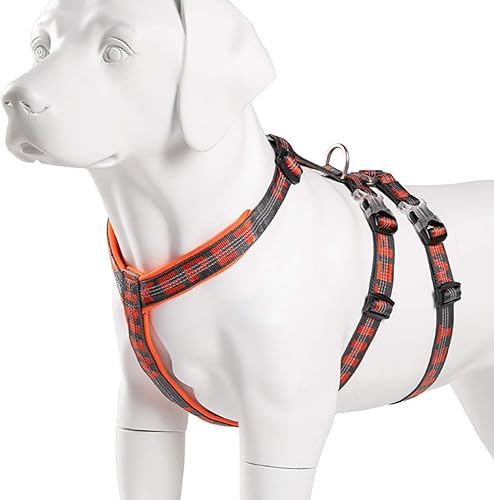 Miniatura 4 de Chai's Choice - Arnés prémium para perro sin tirones - Camino doble H, chaleco reflectante 3M para perros (S, naranjagris)
