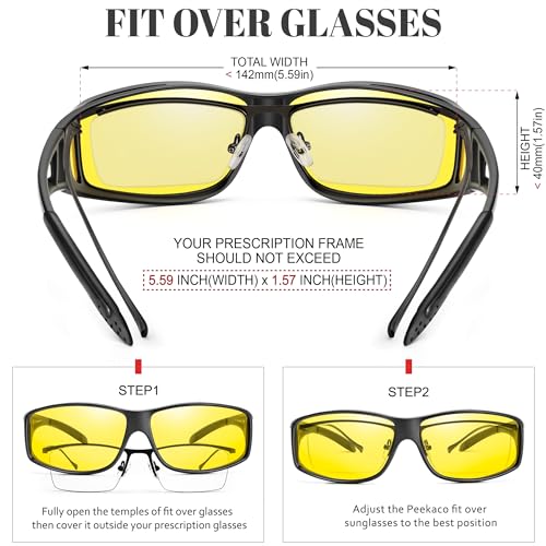 Image of Polarized Sunglasses Fit Over Glasses for Men Women | Wrap Around Sun Glasses for Driving Fishing UV400 Protection