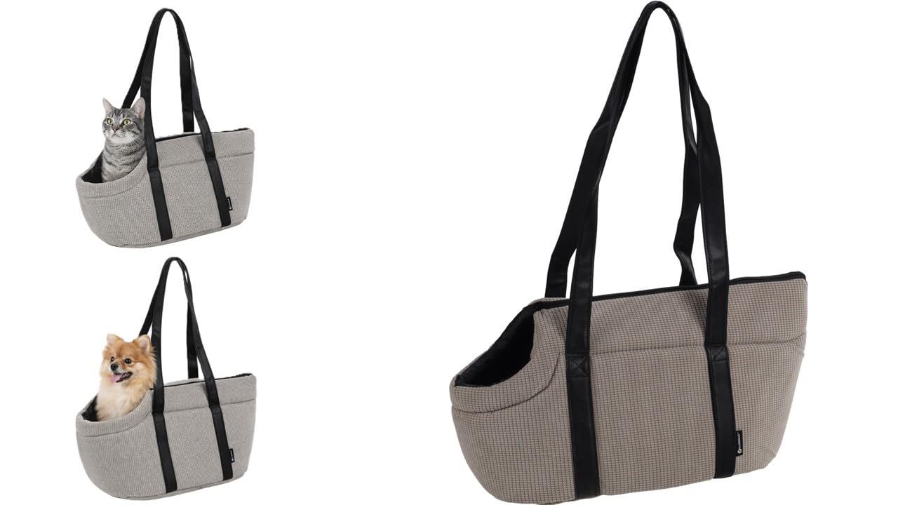 Hundetasche - Tragetasche Aaliyah Grau – 46x23x25cm – Polyester mit Schaum – Abnehmbares Kissen – Sicherheitsleine – Einfach zu reinigen