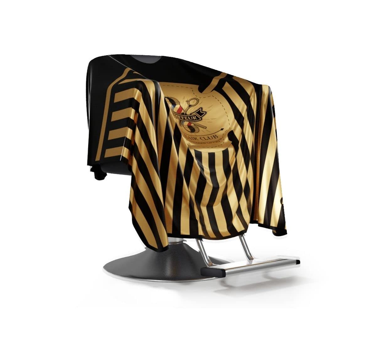 Capa de peluquería de satén dorado, capa de peluquería original Barbermood Barber Cape Professional Hair Design Salon Cape Cabello Accesorios Peluquería 138 cm x 158 cm Permeable Aire Ajustable,