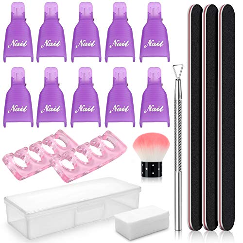 Best Quality 🔥 Nail Polish Remover Kit, with Nail Polish Remover Clips Set and Pads, Nail File, Stainless Steel Cuticle Pusher, Finger Separators
