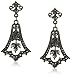 Downton Abbey "Jet Memento Boxed" Jet Edwardian Pave Fleur Hematite Accent Stones Drop Earrings