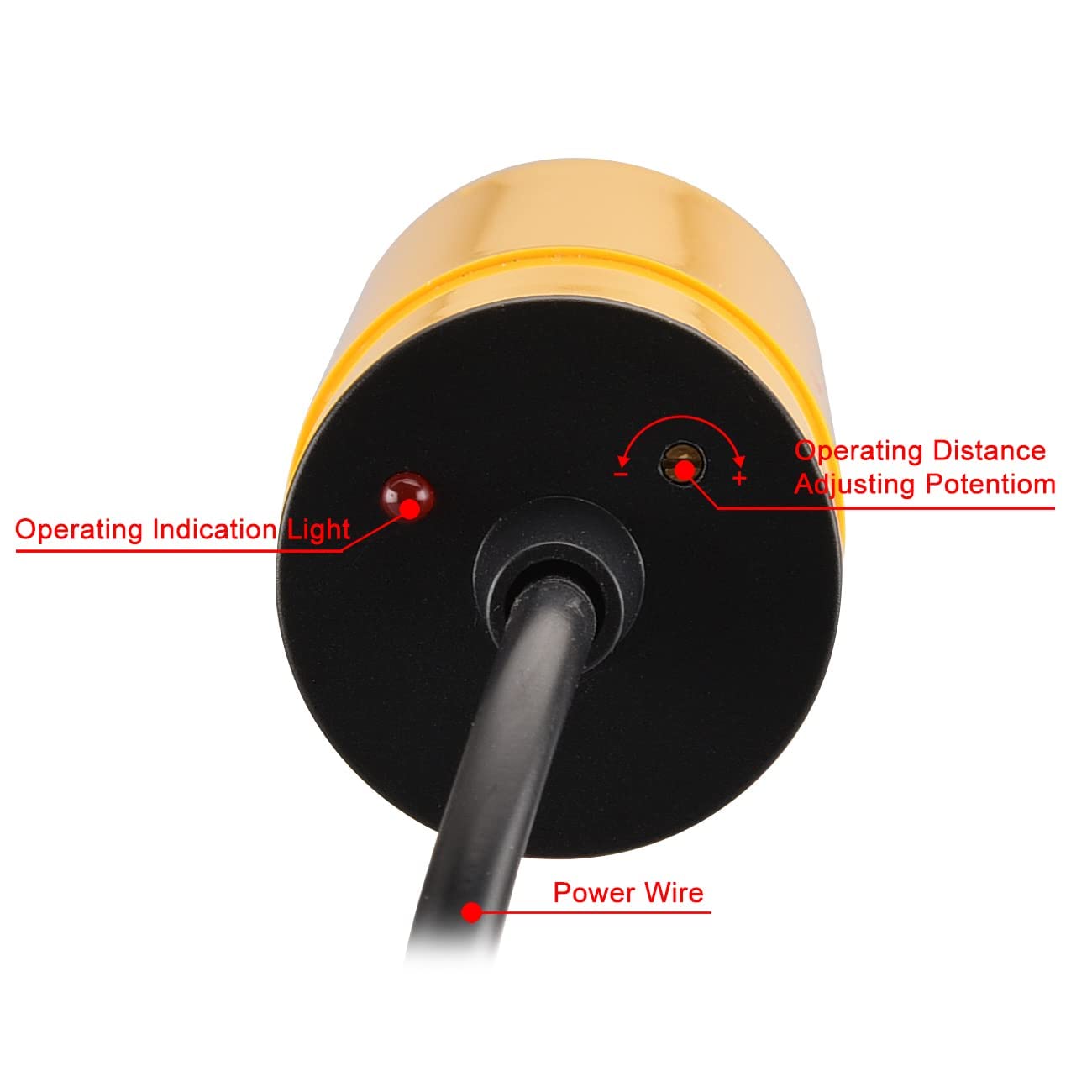 Heschen 34mm Diameter Capacitive Touch Sensor Proximity Sensor Switch, Non-Shield Type, LJC34A4-K-Z/BX, Detector 1-20mm, 10-30VDC 200mA, NPN Normally Open(NO), 3 wire, CE Listed