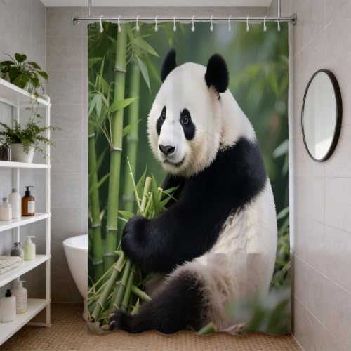 Rideau de douche 200x200 panda en tissu polyester imperméable