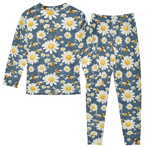Pajama Sets Long Sleeve Daisy Flowers with Bees Soft Comfy Sleepwear 2 Piece PJS 3-8T3