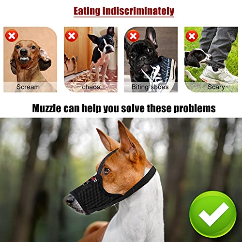 Dog Muzzle,For Small Medium Large Dogs,Prevent Dog Biting Barking Chewing,Nylon Mesh Breathable Dog Muzzle Length Can Be Adjusted (Black, Xxl) #TOP2