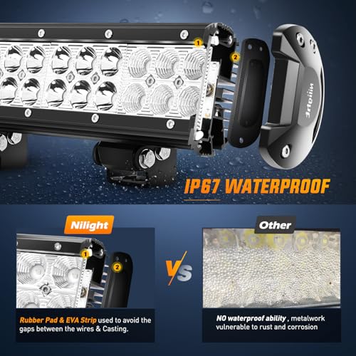Image of Nilight LED Light Bar 12 Inch 72W Spot Flood Combo Green Beam Off Road Lights Fishing Hunting Emergency Deck Boat Work Lighting for Trucks UTV Pick-up Van Boat Tractor
