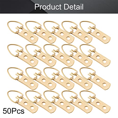 Image of MroMax 50PCS Ring Picture Frame Buckle 2.05 inch x 0.55 inchGold Tone Assortment Kit for Home Decoration Picture Frames Photo Hanging Solutions