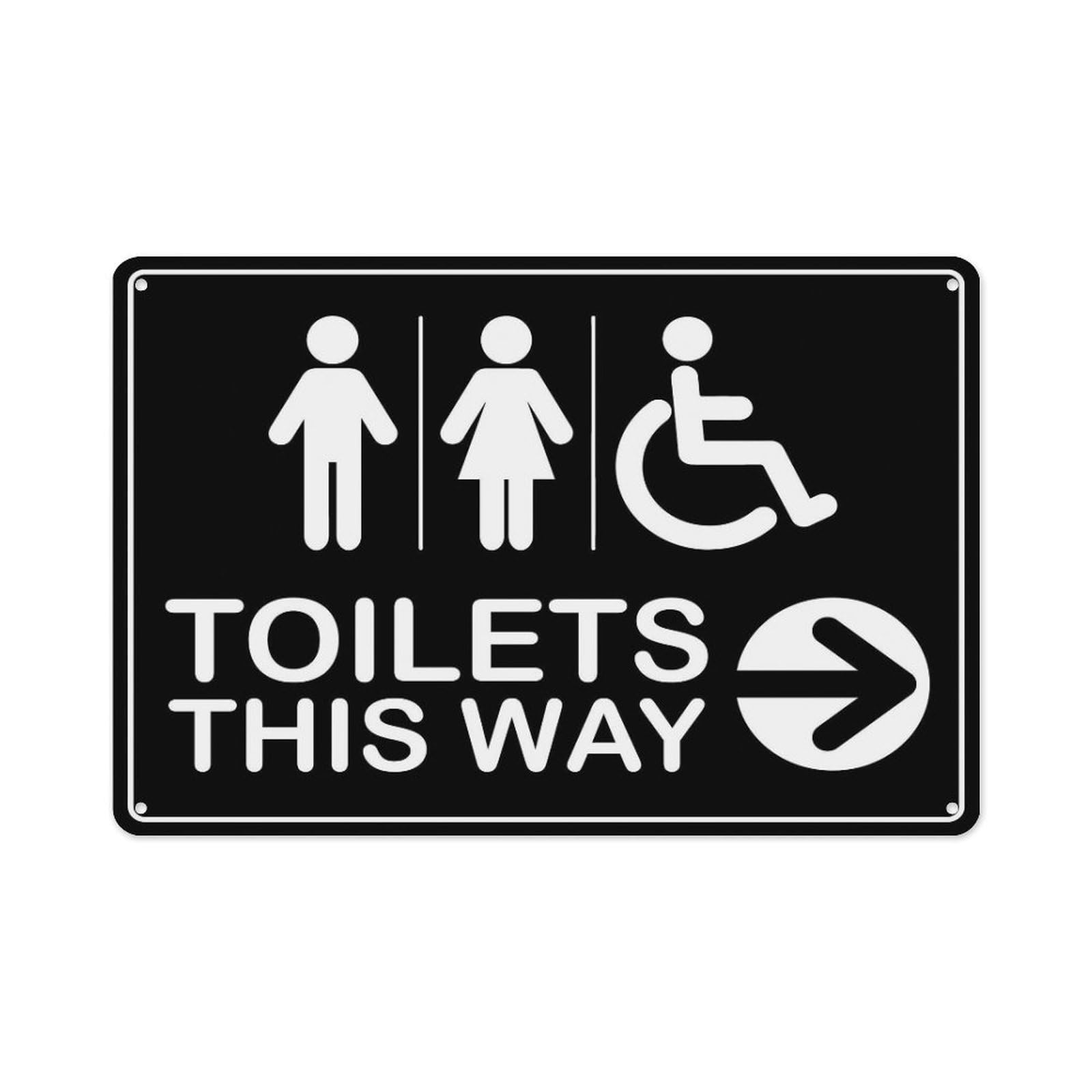 peiyeety Toilets This Way Right Arrow Sign Aluminum Tin Warning Signs for Home Outdoor Garden 8X12 Inches
