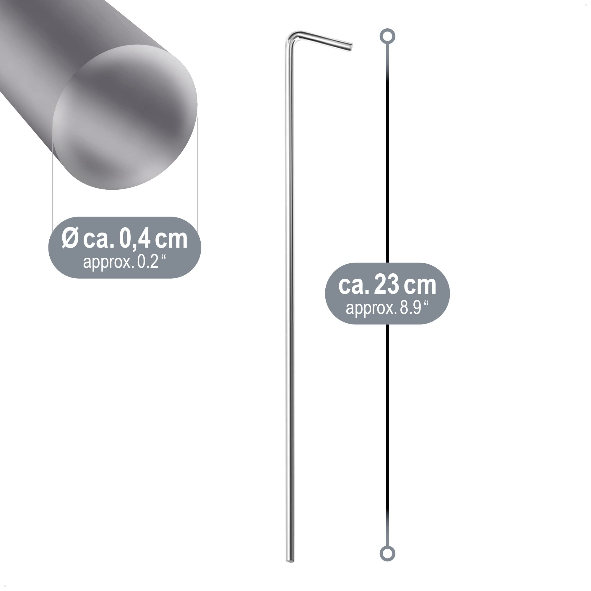 COM-FOUR® 12x sledzie do namiotu wykonane ze stali, dlugie i wytrzymale | idealne na normalne i twarde podloze - Ø 4 mm