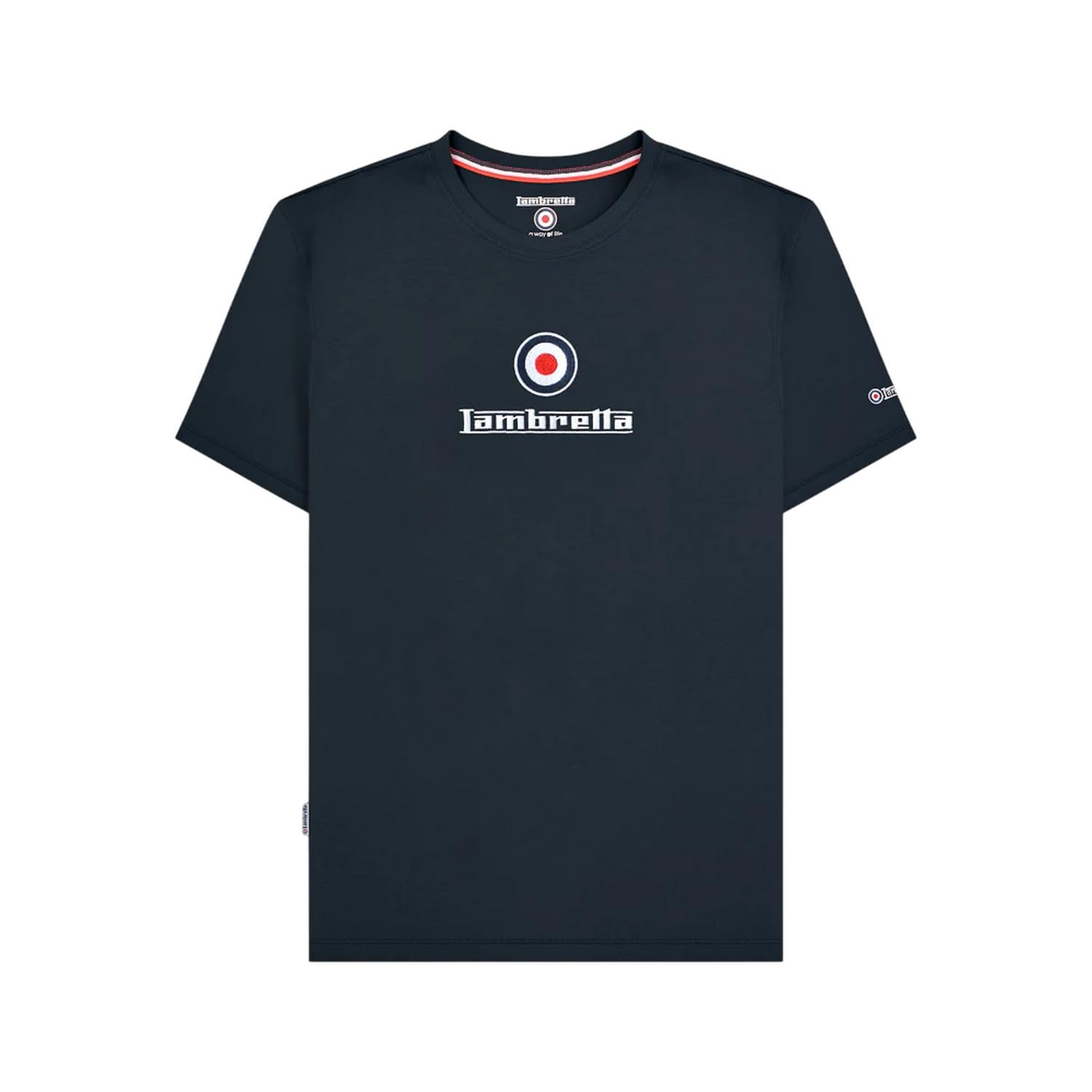 Lambretta Mens Embroidered Target T Shirt (UK, Alpha, 4XL, Regular, Regular, Black)