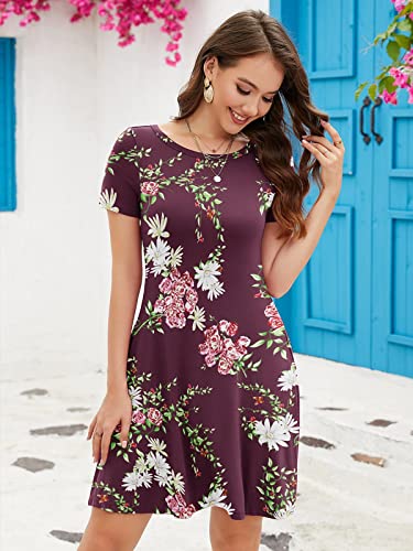 Image of KORSIS Summer Women's Dress Casual T-Shirt Short Sleeve Dresses Swing Flowy Beach Vacation Work Sundress with Pockets