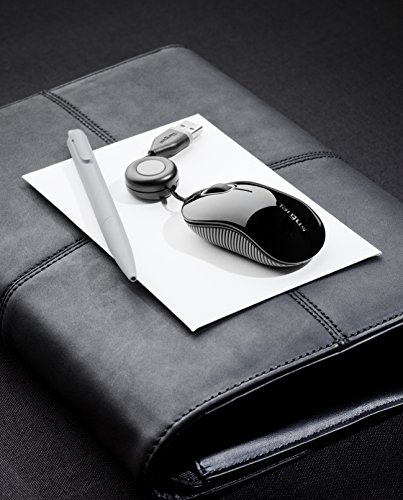 Targus Compact Mouse With Blue Trace Technology For Tracking And Retractable 2.5-Foot Usb Cord, Adjustable Cord Mouse Supports Windows, Mac, And Netbooks, Black/Gray (Amu75Us) #TOP5