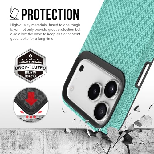 Image of NOXO Ultra-Hybrid Triangle Back Case Cover for iPhone 17 Pro Max, | Shockproof Design | Camera Protection | Soft TPU & Rugged PC | Bumper Case Cover for iPhone 17 Pro Max, (Mint Grean)