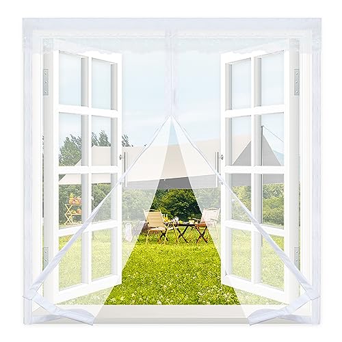 簡易網戸 窓 80x140cm マグネット式網戸 窓 網戸 マグネット 窓 簡単取り付け 網戸カーテン マグネット式開閉 防虫ネット 虫よけネット 換気 蚊帳 虫よけ DIY網戸ネット ホワイト