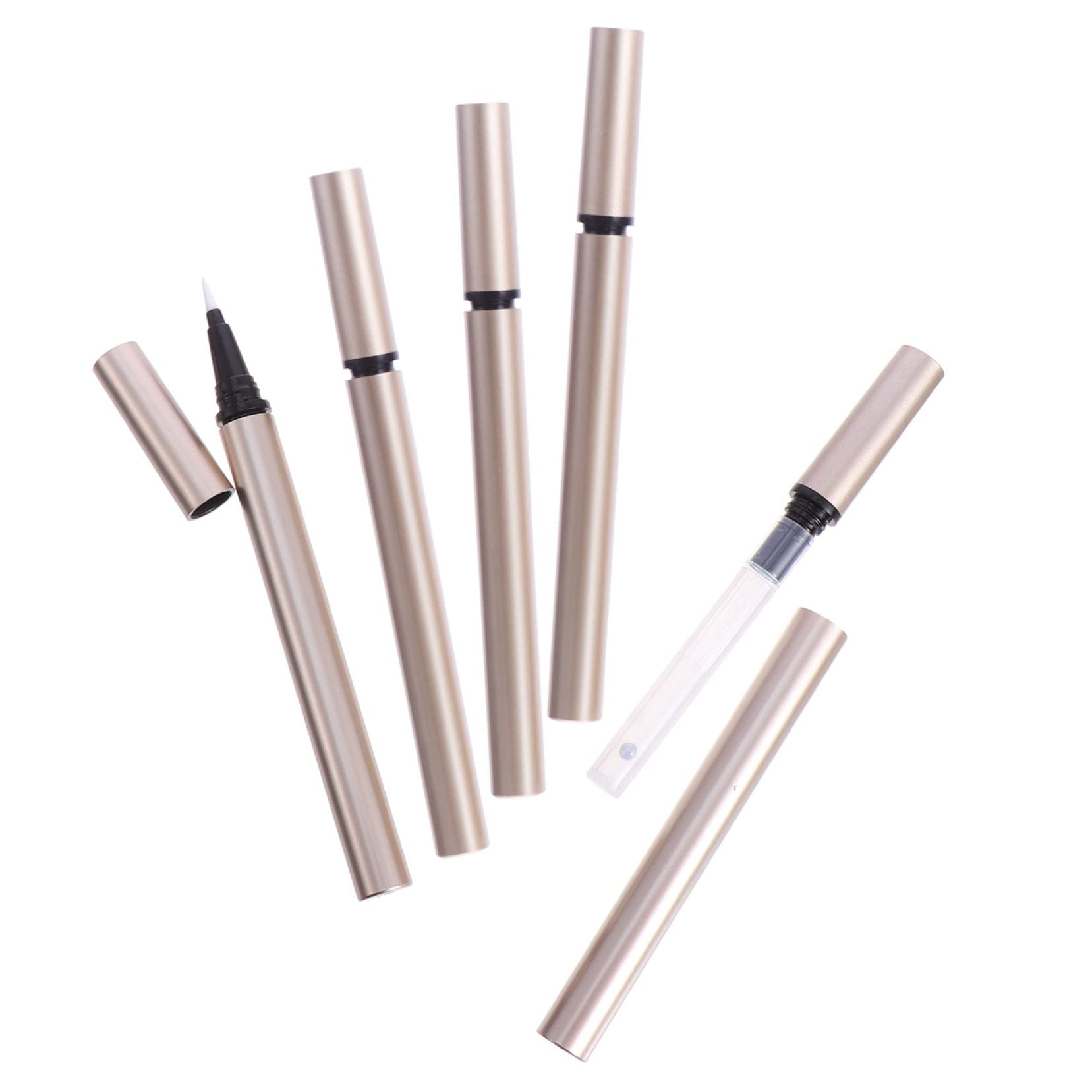 CALLARON 5 Pezzi Tubi Eyeliner Vuoti Ricaricabili da 1 Ml, Contenitore in Plastica Oro per Conservare Cosmetici, per Saloni