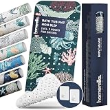 Bathtub Mat Non Slip Anti Mold for Kids 40x16 - homerella® Bath Mat for Tub, BPA Free, Incl. 2 Hooks, Washable Shower Mat Non Slip Anti Mold, Shower Mats for Inside Shower, EU Certified