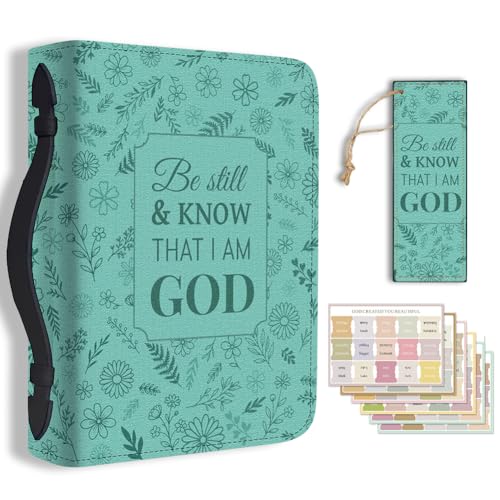 Housse de Bible cuir PU grand format avec fermeture éclair et marque-page floral pour livre